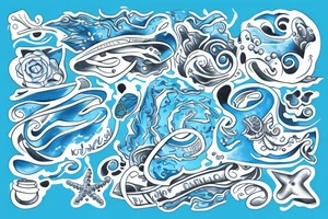 Playing in a sea of the blues, sleeve tattoo idea