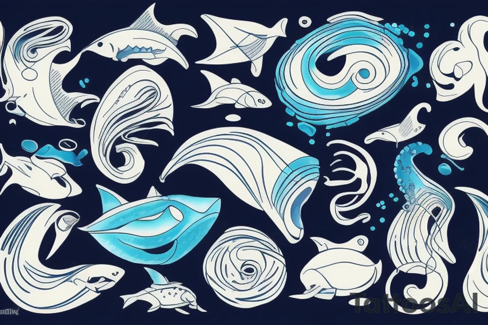Playing the blues in the ocean, sleeve tattoo idea
