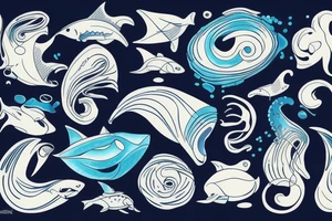 Playing the blues in the ocean, sleeve tattoo idea