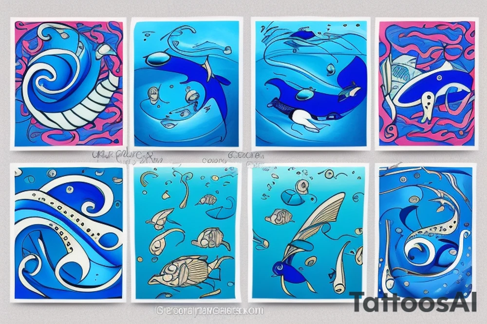 Playing the blues in the ocean, sleeve tattoo idea