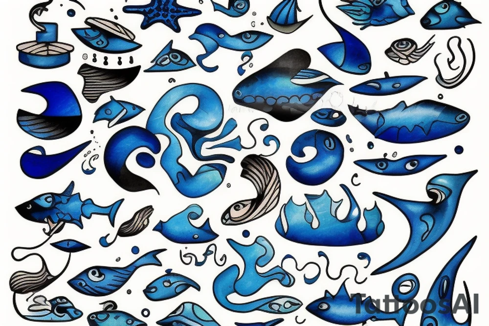 Playing the blues in the ocean tattoo idea