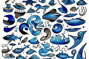 Playing the blues in the ocean tattoo idea