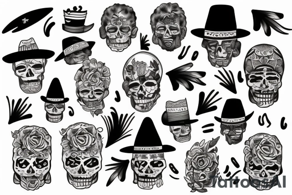 Cinco de mayo tattoo and full sleeve mexican themed tattoo idea