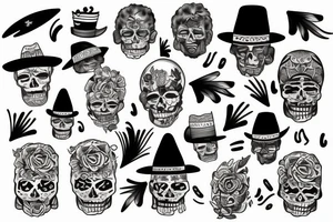 Cinco de mayo tattoo and full sleeve mexican themed tattoo idea