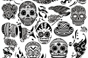 Cinco de mayo tattoo and full sleeve mexican themed tattoo idea