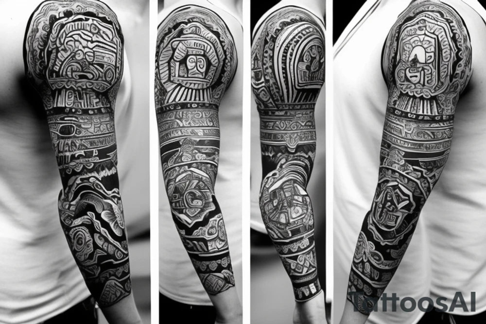 Mexican themed full sleeve tattoo idea