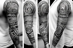 Mexican themed full sleeve tattoo idea