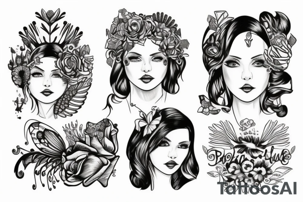 Kobieta anioł stróż ze skrzydłami w bieliżnie tattoo idea