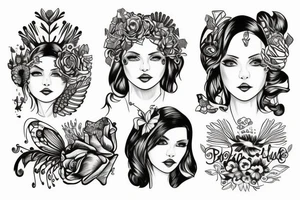 Kobieta anioł stróż ze skrzydłami w bieliżnie tattoo idea