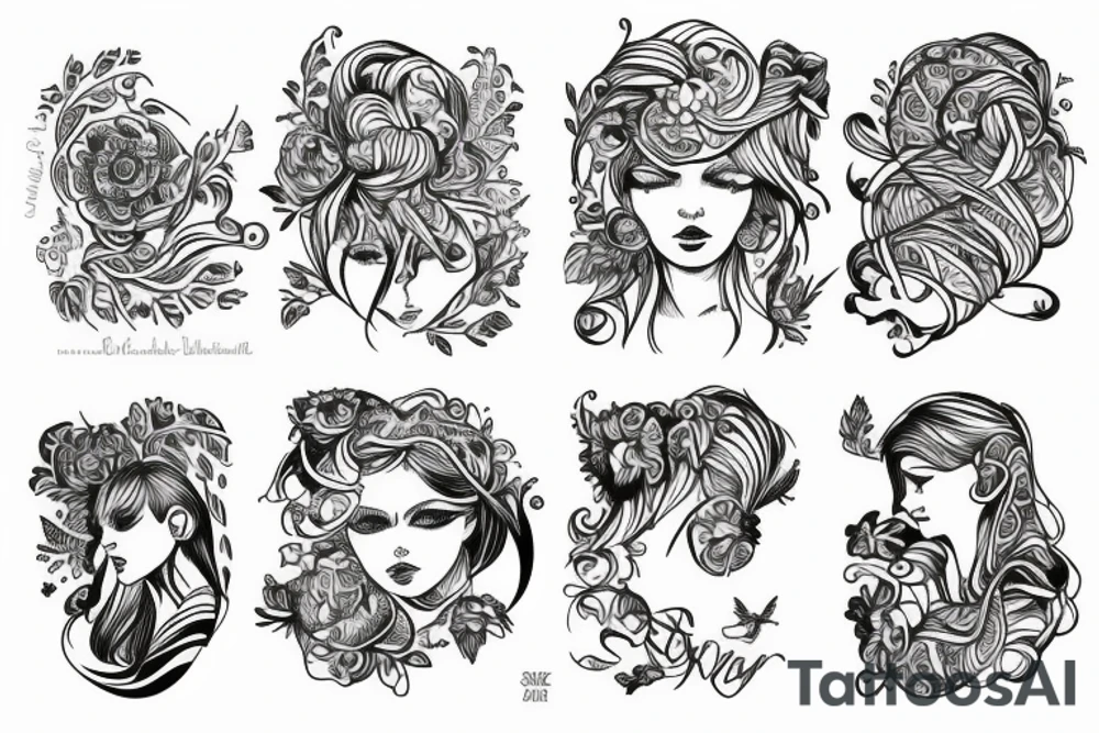 Kobieta anioł stróż ze skrzydłami w bieliźnie tattoo idea