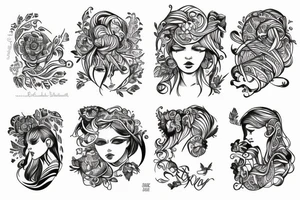 Kobieta anioł stróż ze skrzydłami w bieliźnie tattoo idea