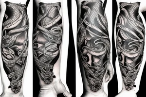 Snake running around and down from Knee to calf tattoo idea