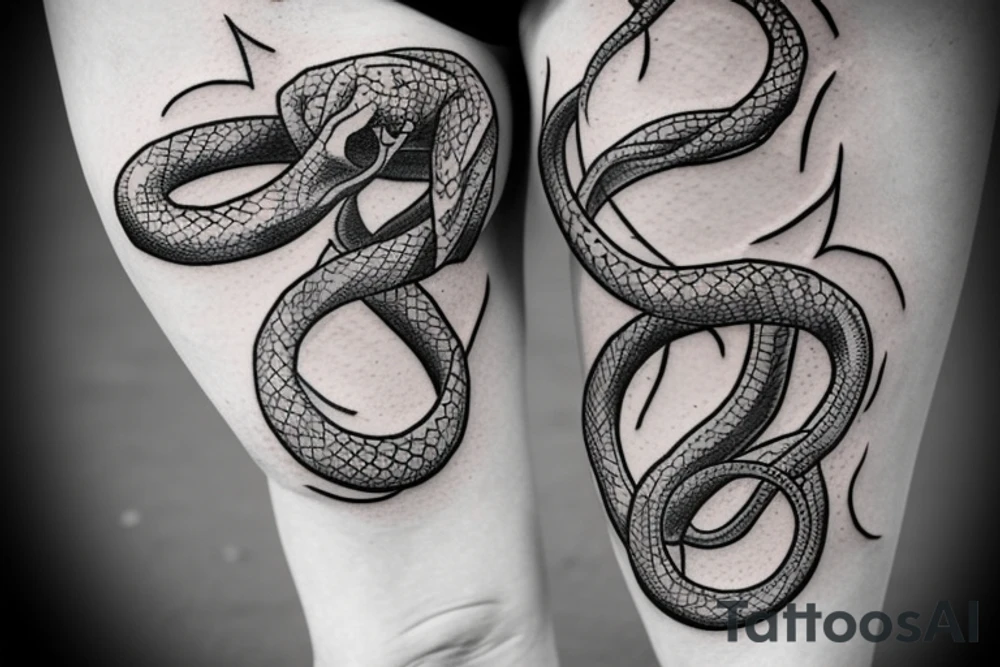 Snake running around and down from Knee to calf tattoo idea