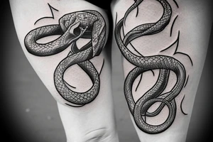 Snake running around and down from Knee to calf tattoo idea