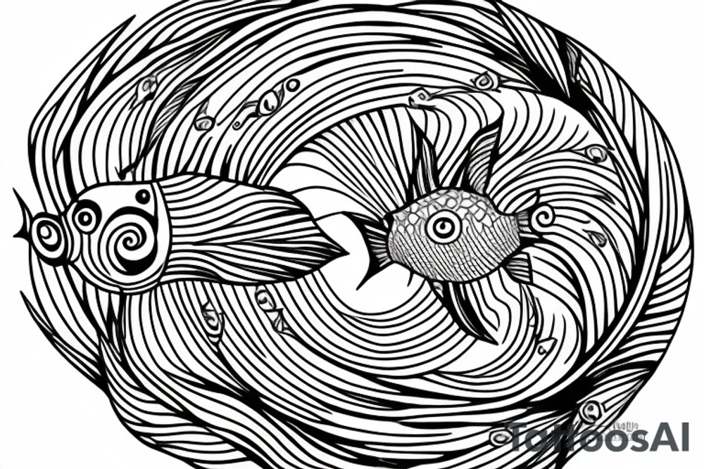one fish doing circles tattoo idea