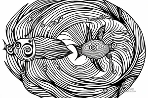 one fish doing circles tattoo idea