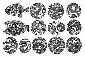 one fish doing circles tattoo idea