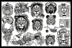 a computer on top of a lion tattoo idea
