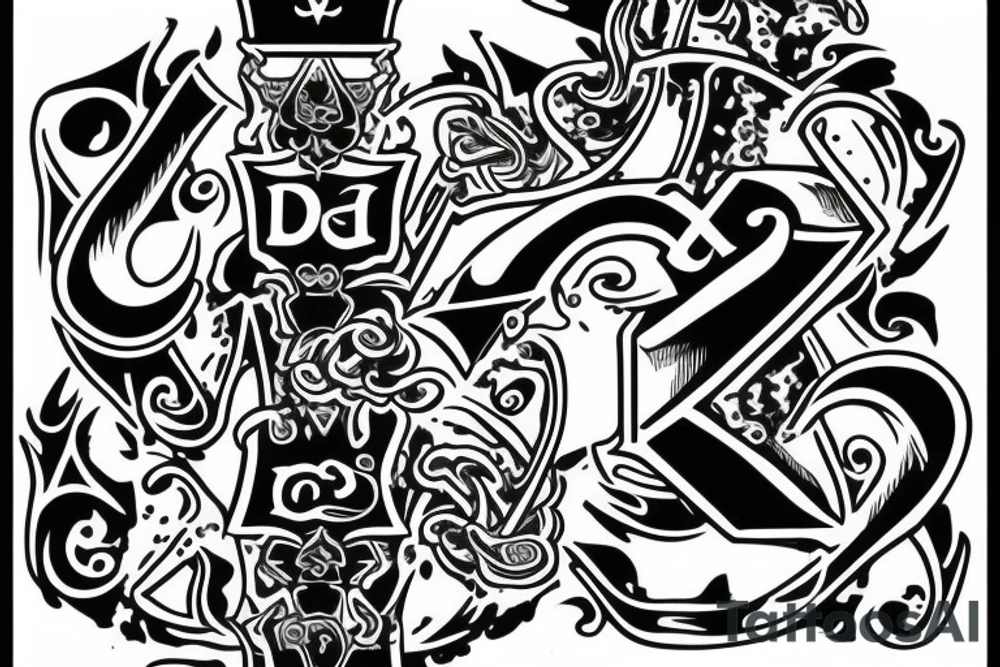 Letter D # and ace of spades tattoo idea