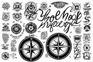 Half lower arm sleeve with a compass and map around the phrase "hope is right in front of us" tattoo idea