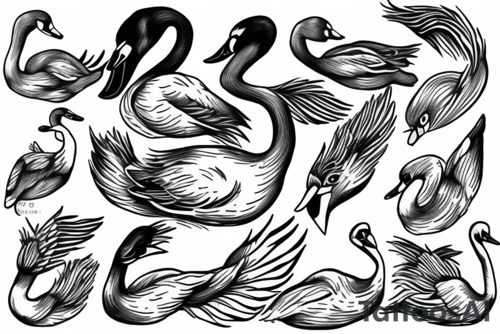 Swan bird tattoo idea