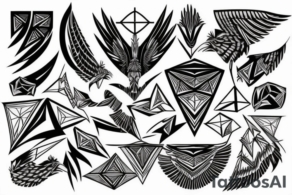 Geometric hawk tattoo idea