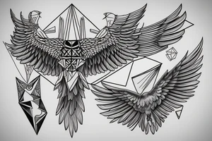 Geometric flying hawk tattoo idea
