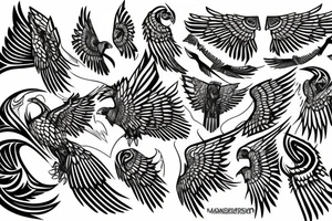 Geometric flying hawk tattoo idea