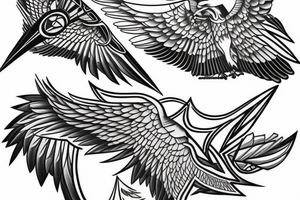 Geometric flying hawk tattoo idea