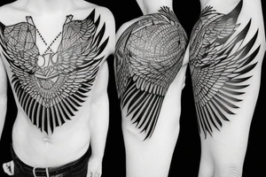 Geometric Flying hawk tattoo idea