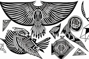 Geometric Flying hawk tattoo idea