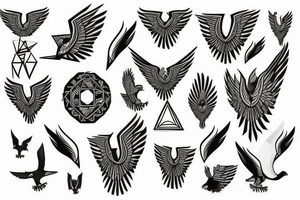 Geometric Flying hawk tattoo idea