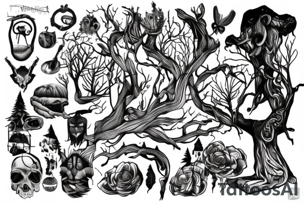 Woods and river tattoo idea