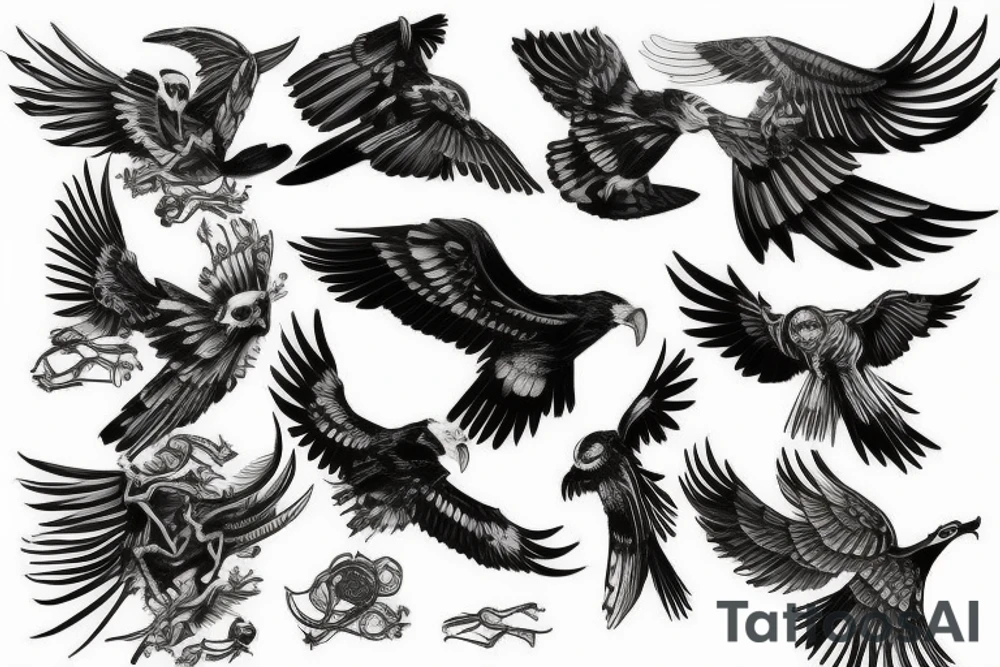 Flying hawk tattoo idea