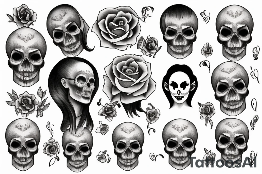 Face half skull half human tattoo idea