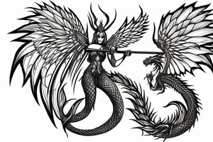 dragon winged Valkyrie with a sword tattoo idea