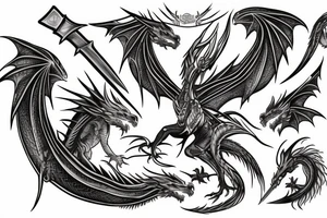 dragon winged Valkyrie with a sword tattoo idea