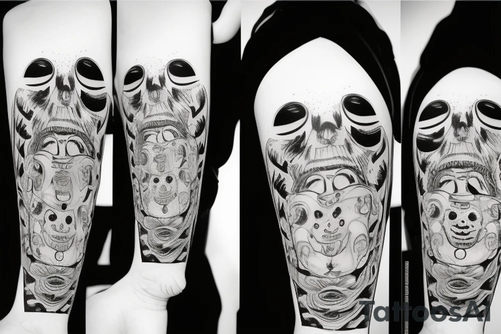 Mask to cover sadness tattoo idea