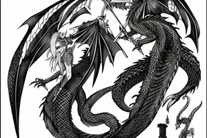 dragon winged Valkyrie with a sword tattoo idea