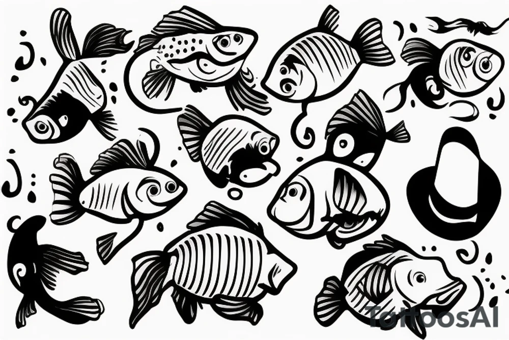 Goldfish with a top hat tattoo idea