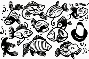 Goldfish with a top hat tattoo idea