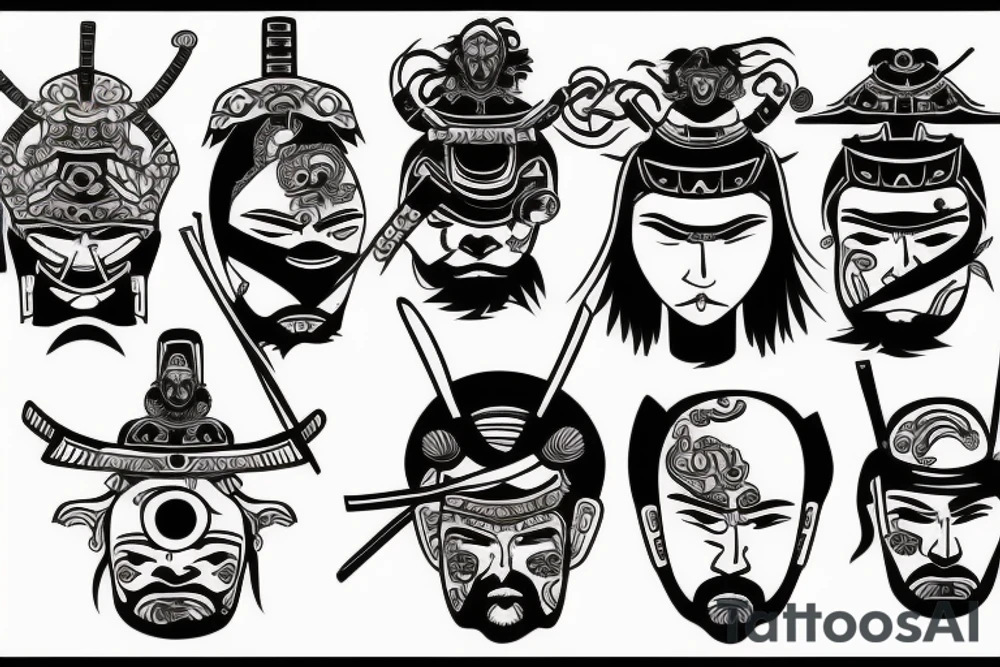 Samurai agressivo irado tattoo idea