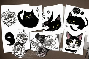 Black cat with a dog crying tattoo idea