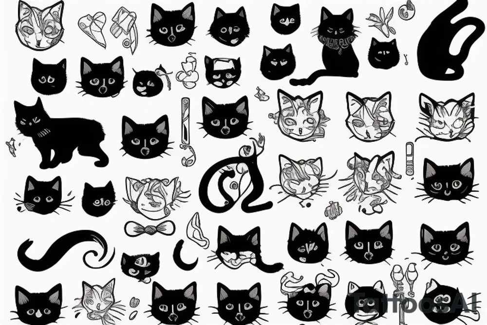 Black cat with a dog crying tattoo idea