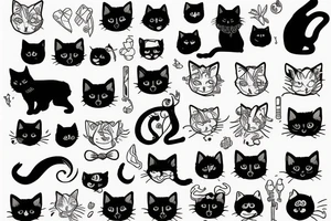 Black cat with a dog crying tattoo idea