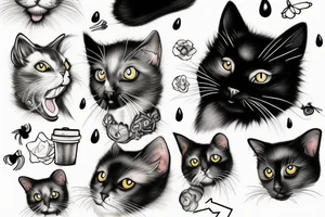 Black cat with a dog crying tattoo idea