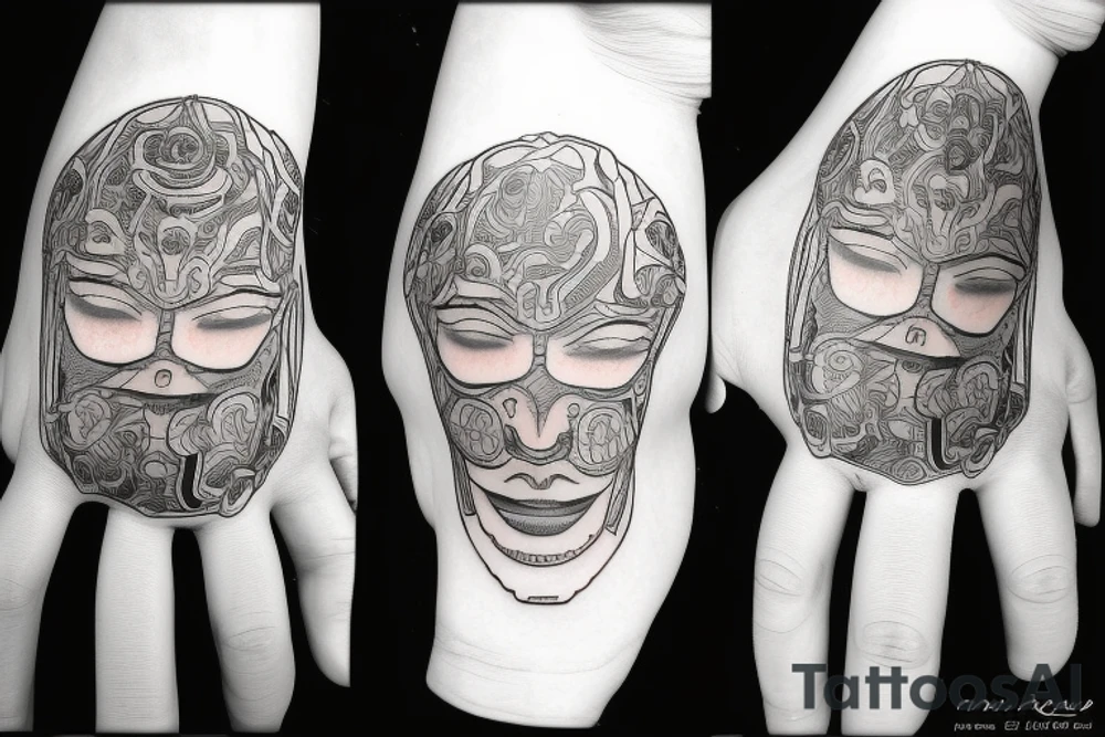 Omni mask on finger tattoo idea