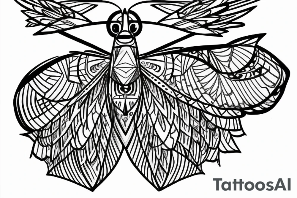 Moth with eyes on wings and geometric patterns tattoo idea