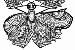 Moth with eyes on wings and geometric patterns tattoo idea
