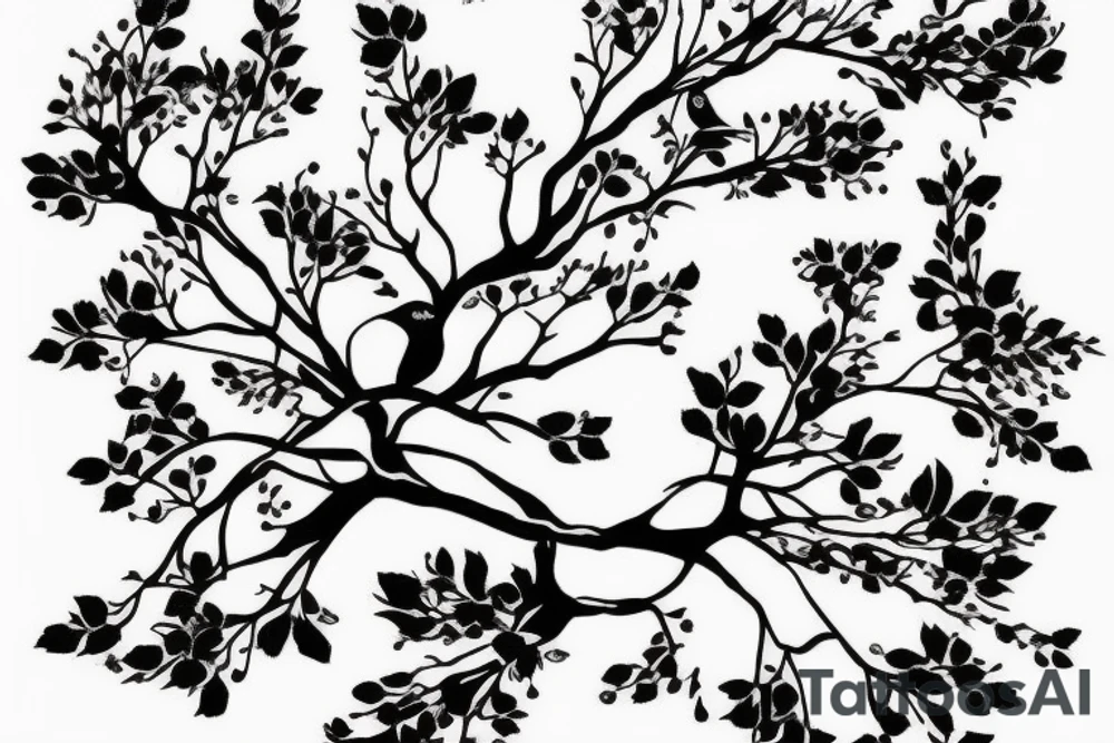 Bird perched cherry tree tattoo idea